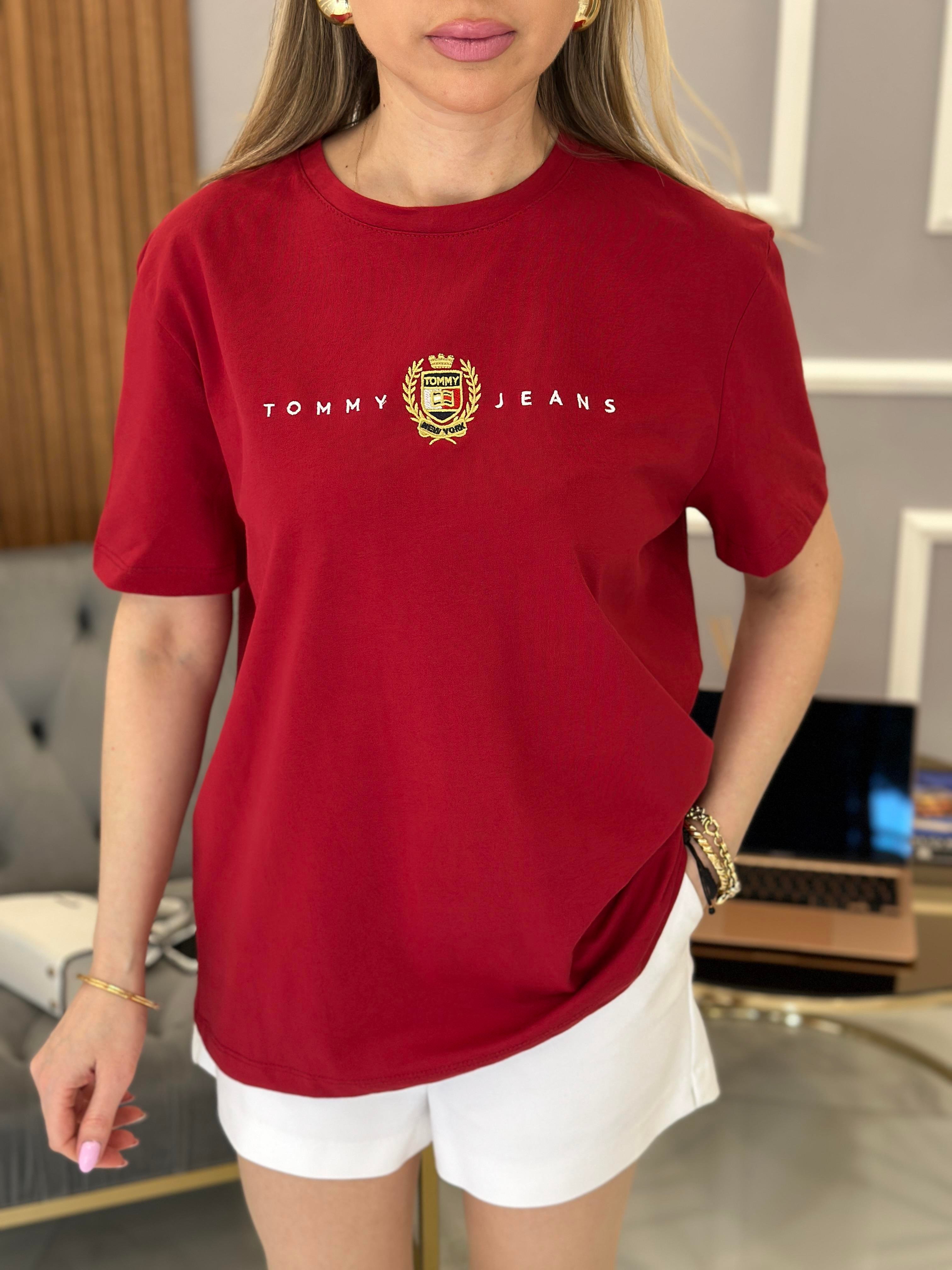 Th T-shirt Gold Arma Detaylı Bordo
