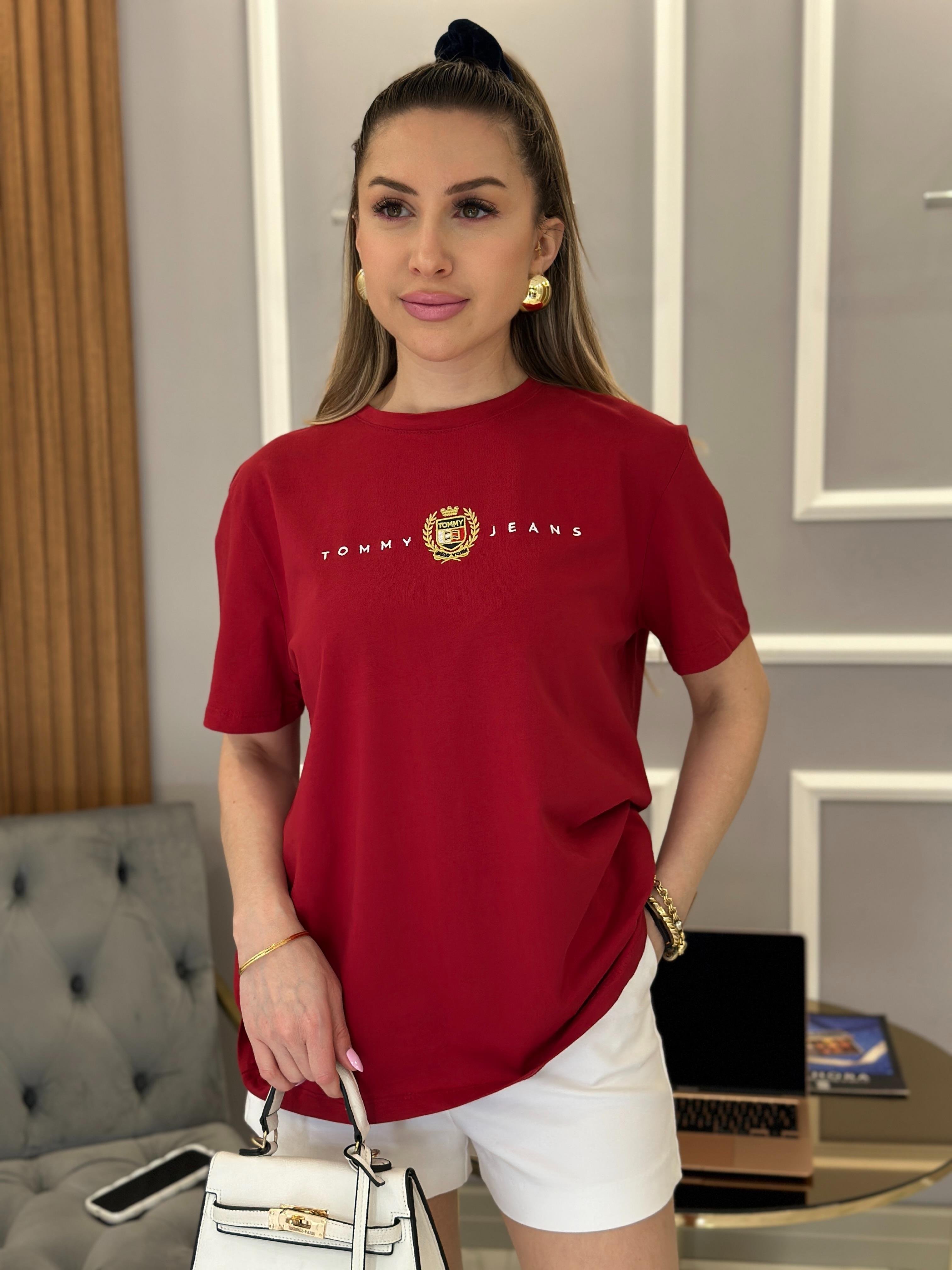 Th T-shirt Gold Arma Detaylı Bordo