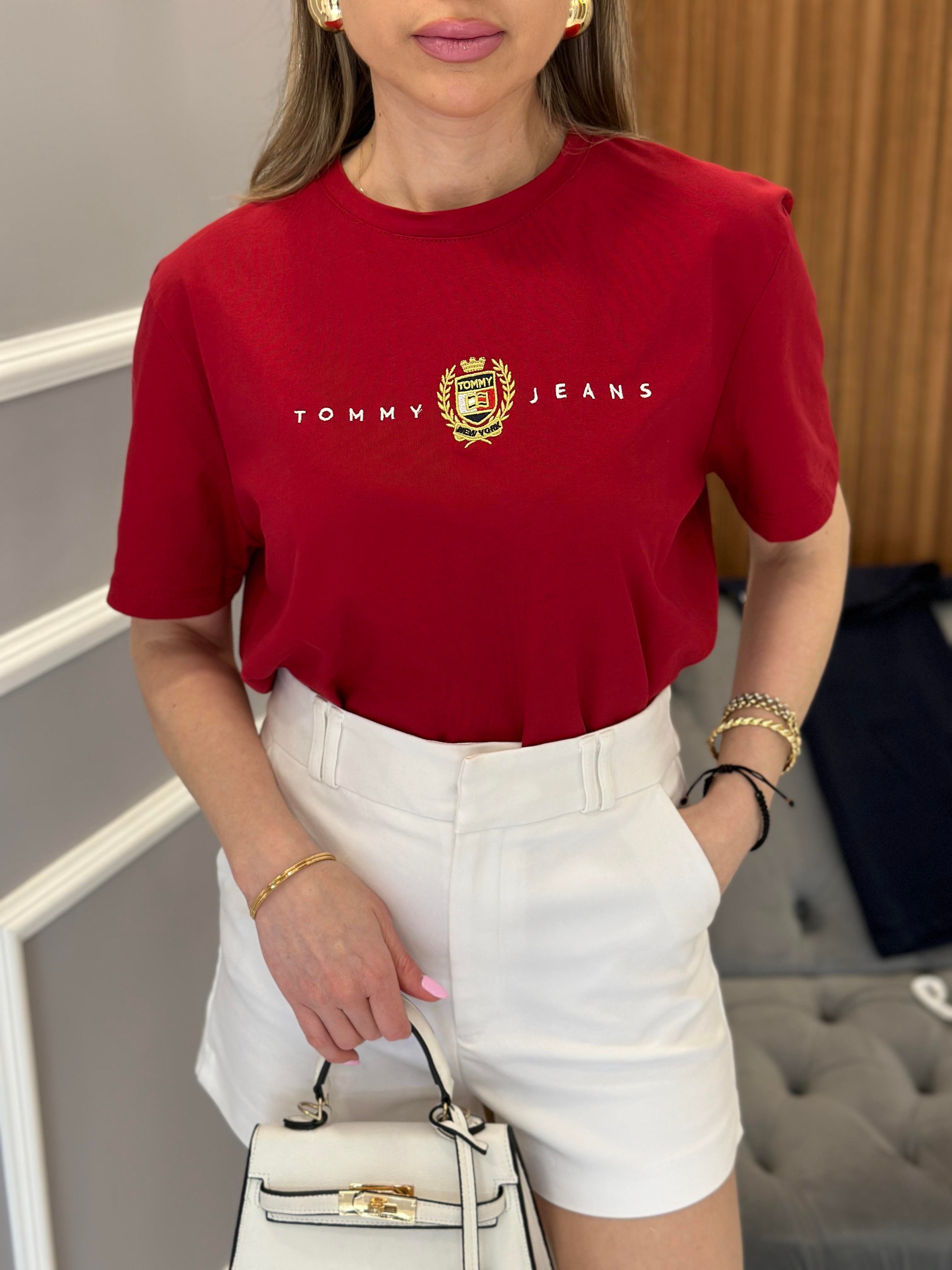 Th T-shirt Gold Arma Detaylı Bordo