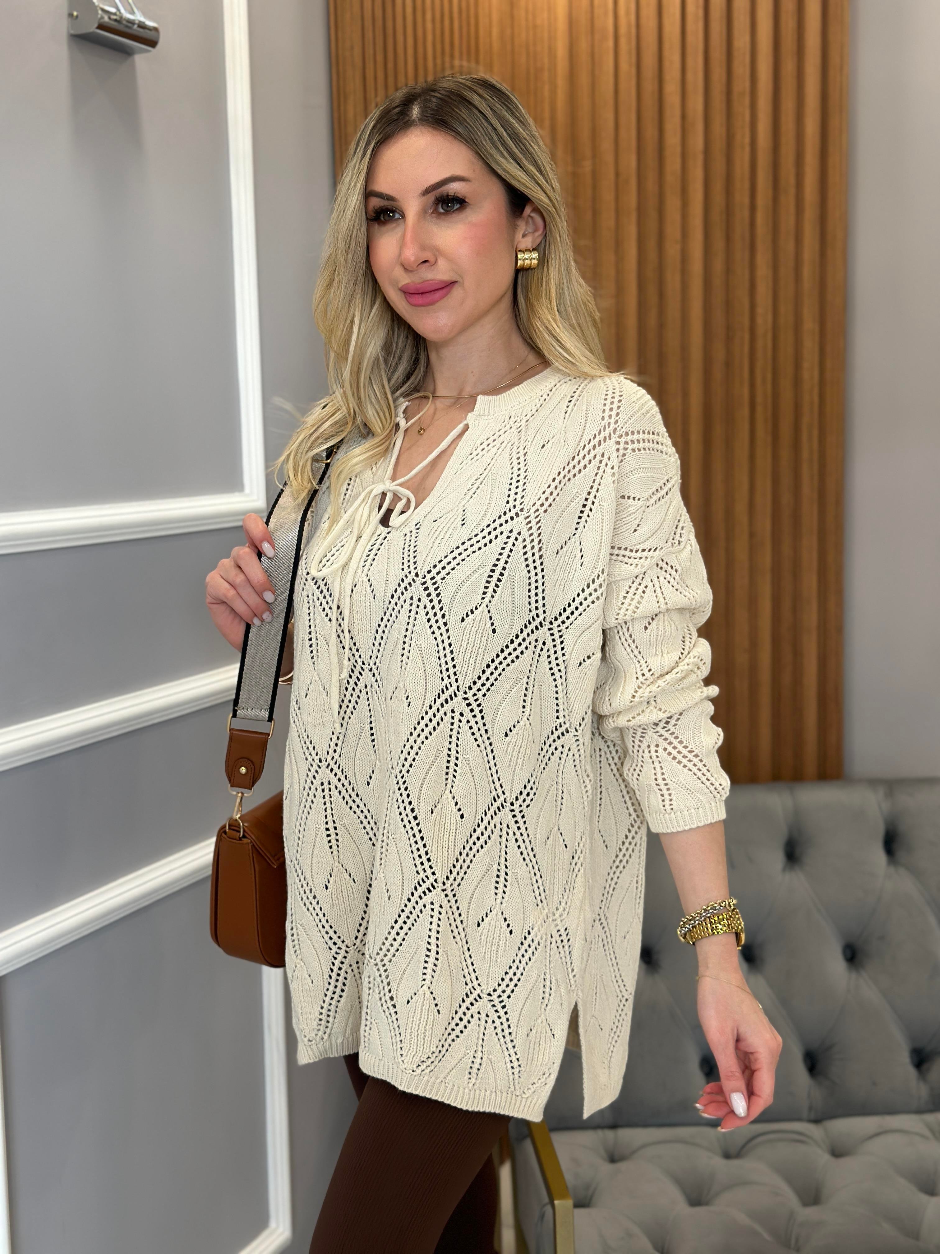 Tunik Triko Ajurlu Krem