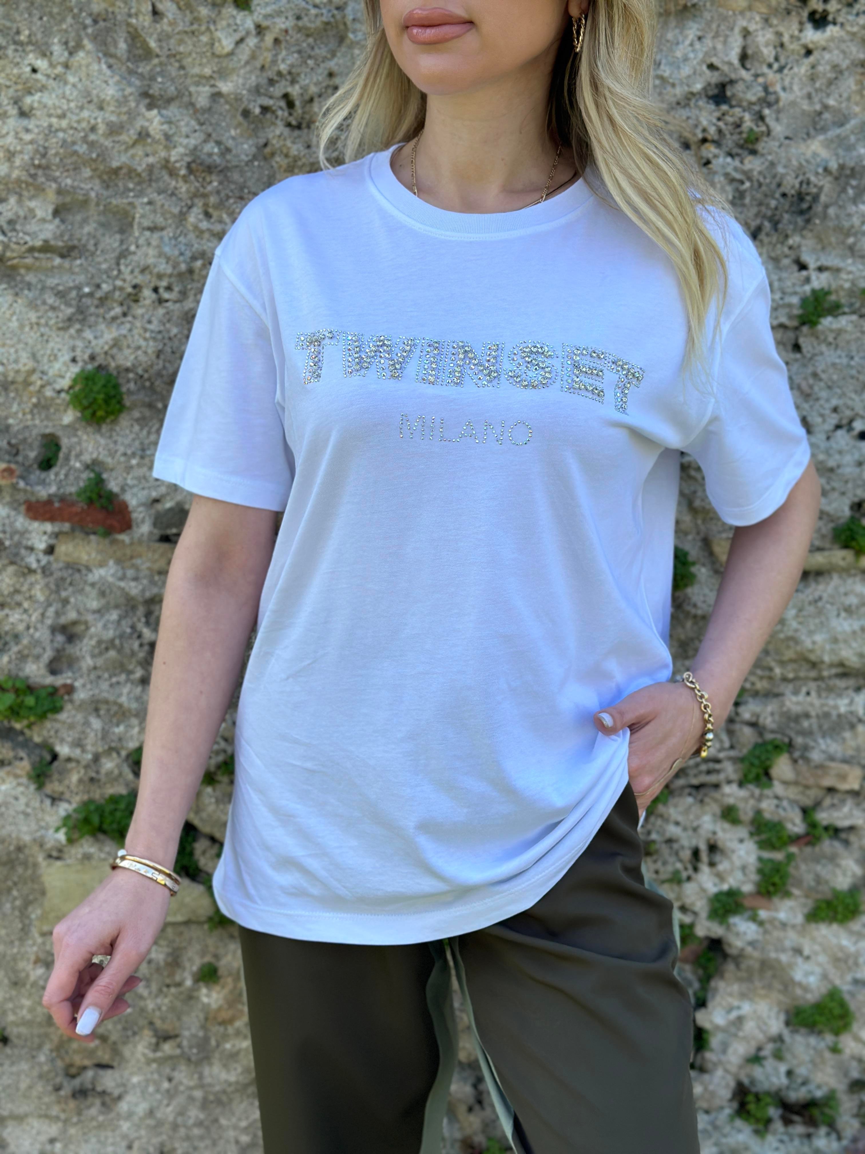 Tvt T-shirt Taşlı Kısa Kol Beyaz