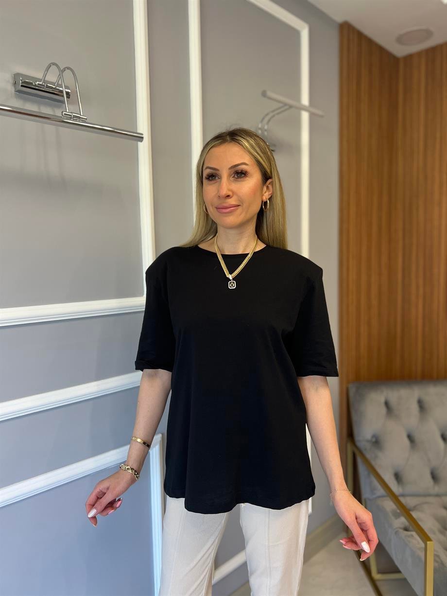 Vatkalı T-shirt Siyah