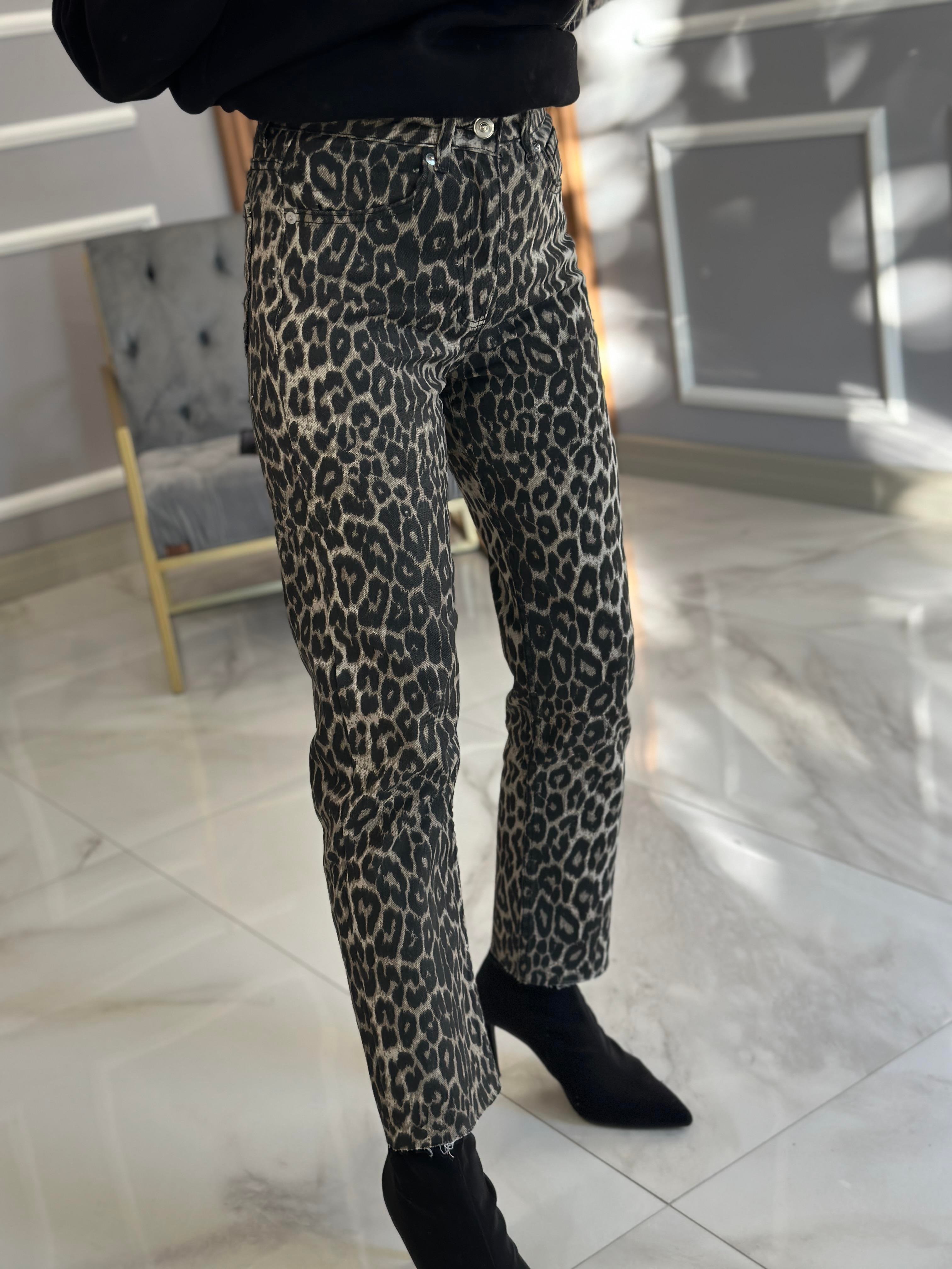 Zr  Leopar Desen Jean Pantolon Mom  