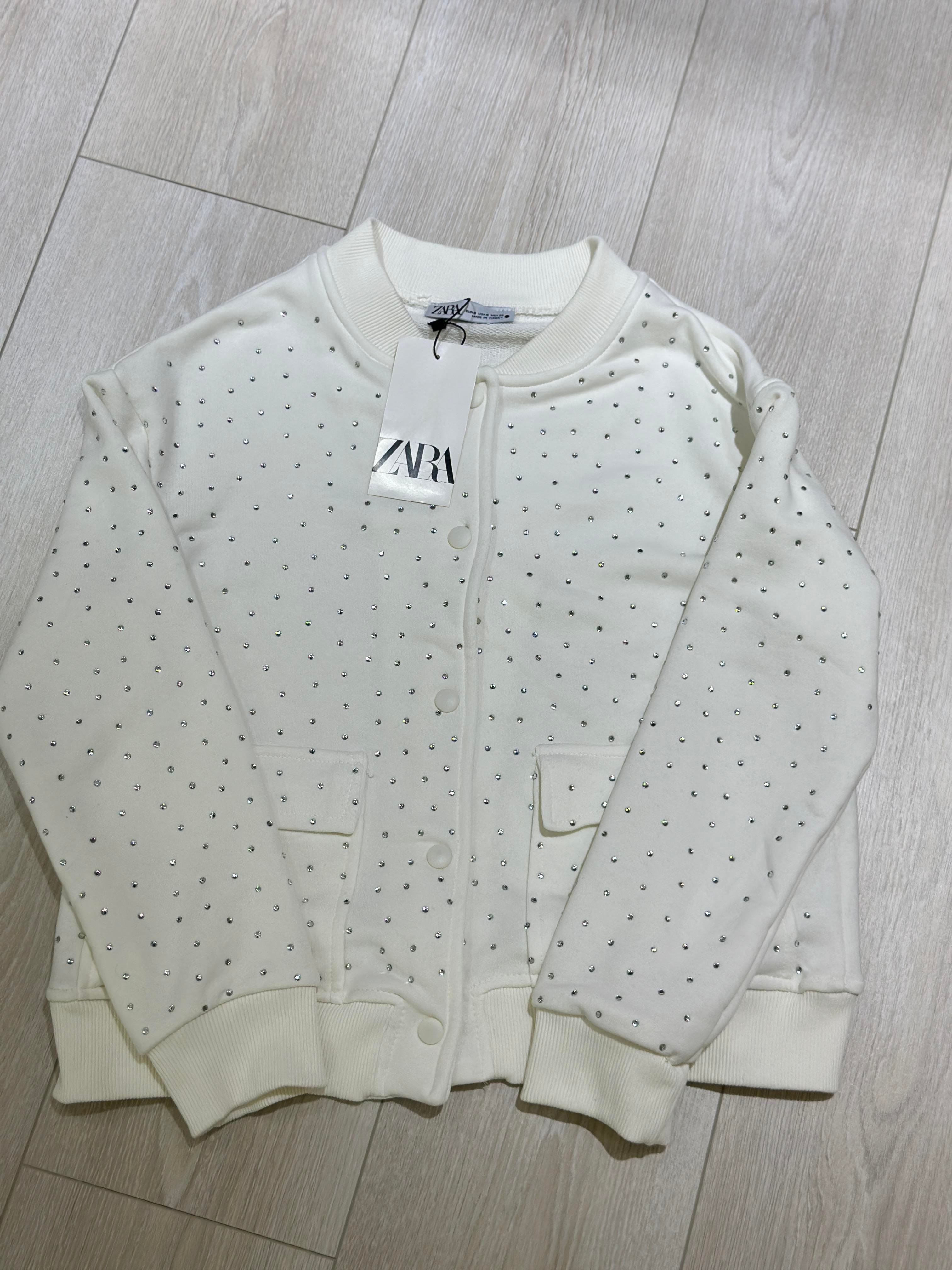 Zr Sweat Ceket Serpme Taşlı Ekru