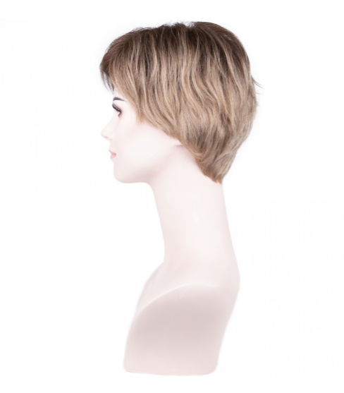 Brown Bottom Beige Baby Blonde Ombre Very Short Straight Tulle Wig