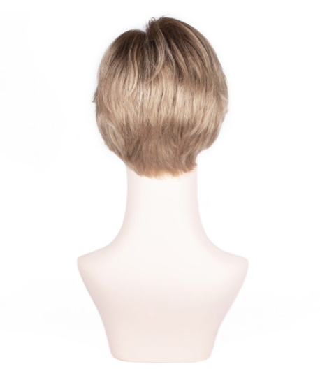 Bottom Medium Brown Tip Beige Light Brunette Ombre Very Short Straight Tulle Wig