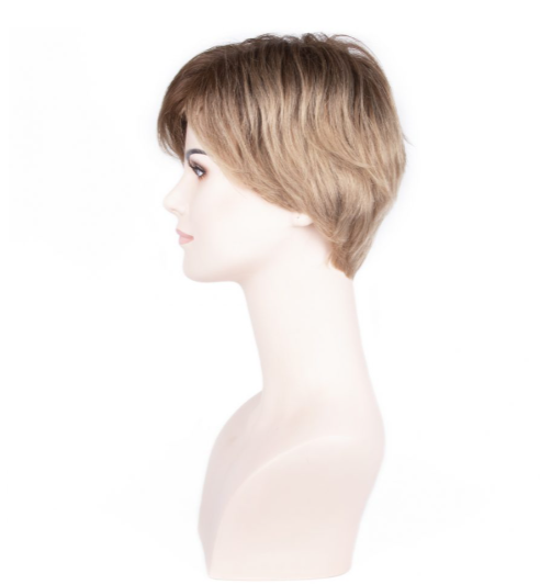 Bottom Medium Brown Tip Beige Light Brunette Ombre Very Short Straight Tulle Wig
