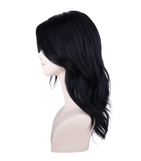 Straight Black Medium Wavy Medium Length Tulle Wig 1-9