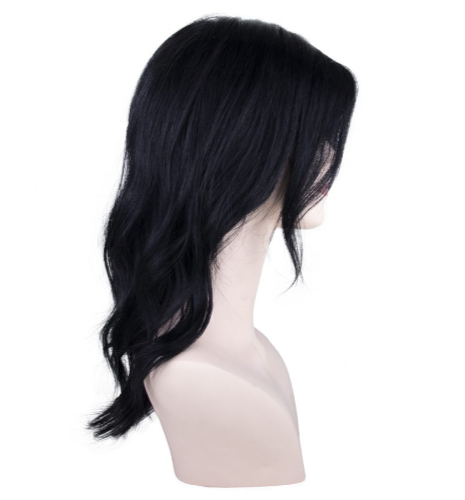 Straight Black Medium Wavy Medium Length Tulle Wig 1-9