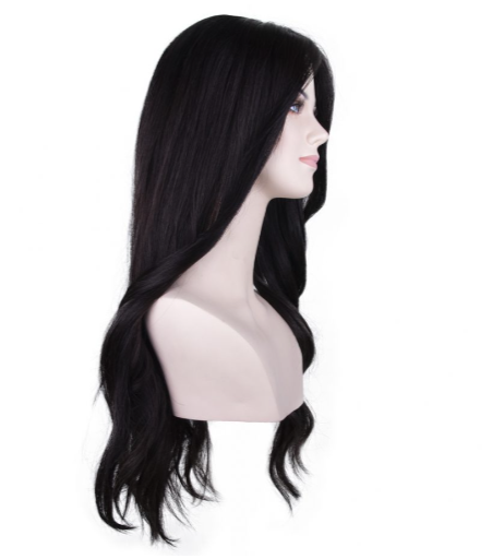 Straight Black Long Tulle Wig 1-9