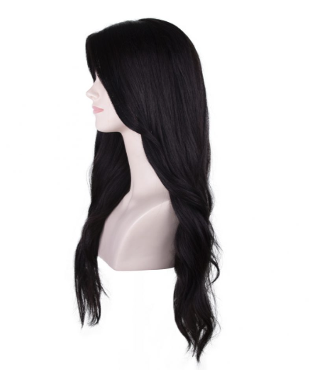 Straight Black Long Tulle Wig 1-9