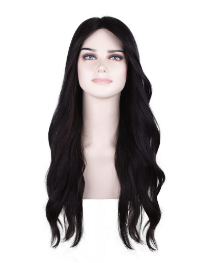 Straight Black Long Tulle Wig 1-9