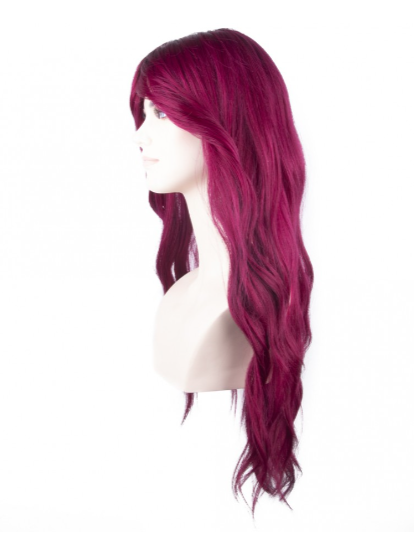 Fuchsia Color Long Wavy Tulle Wig