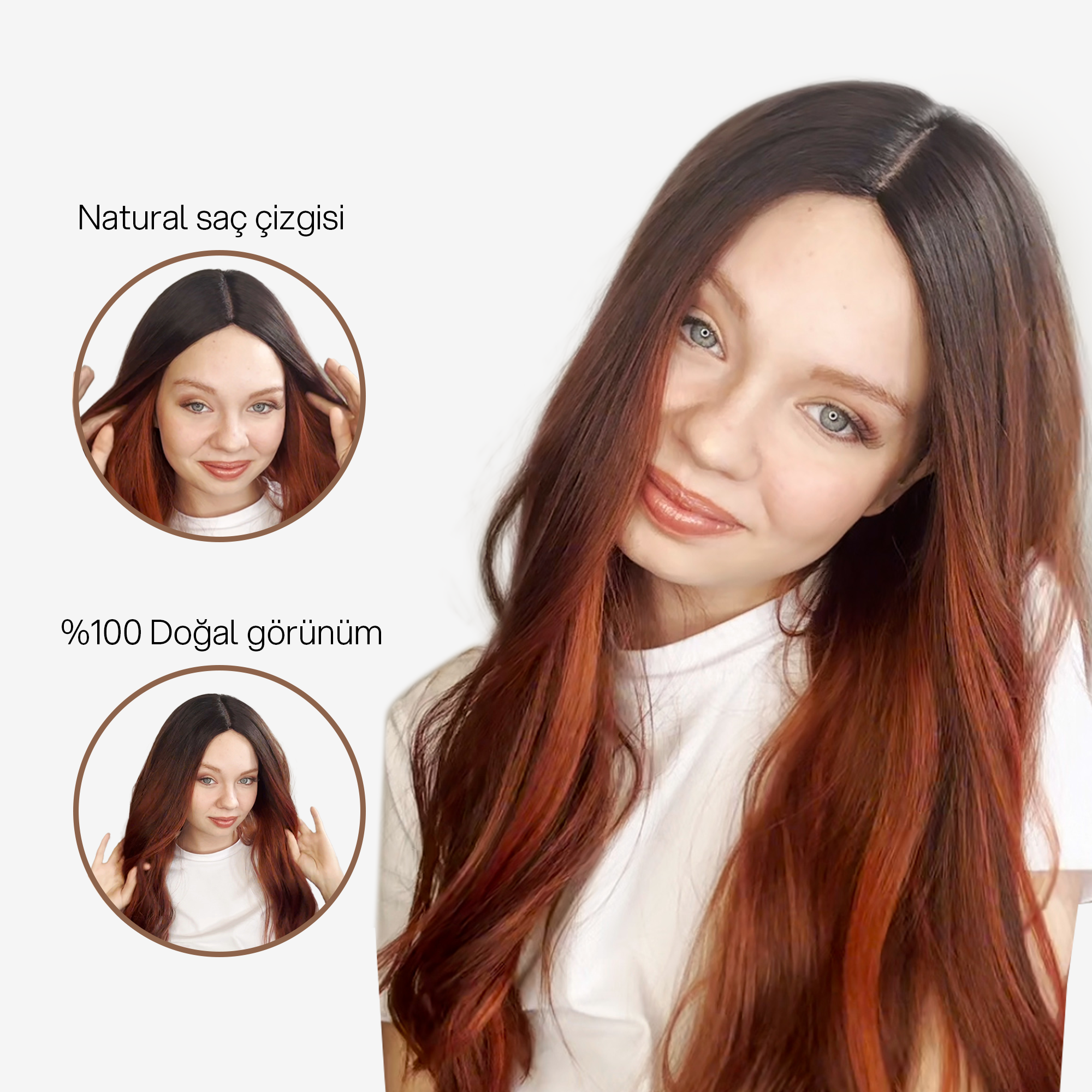 KIZIL OMBRELİ UZUN MEDİKAL PERUK 