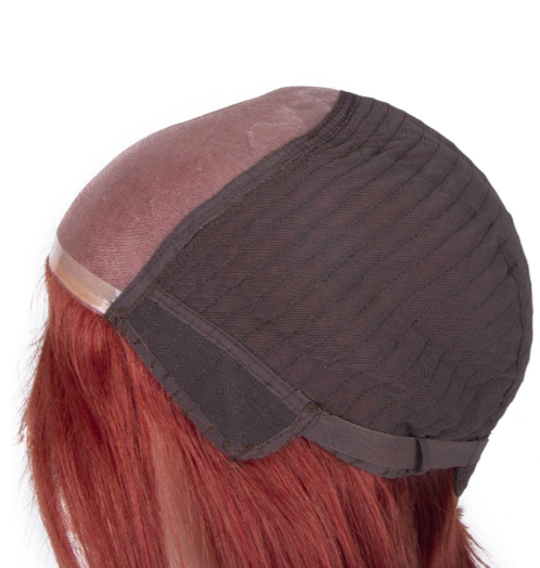 Koyu Bakır Kısa-Küt Düz Tül Peruk