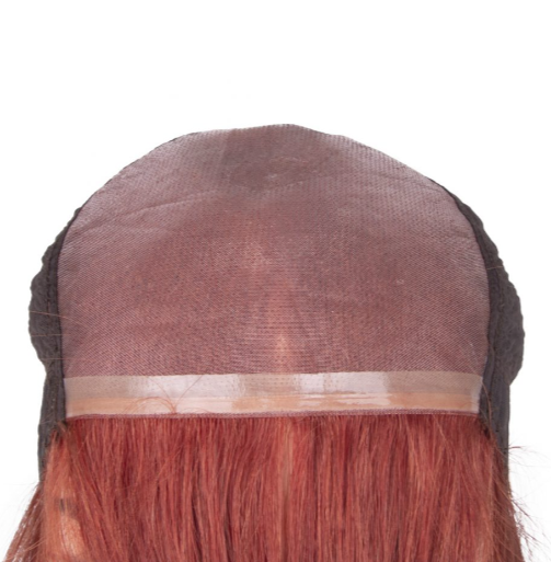 Koyu Bakır Kısa-Küt Düz Tül Peruk