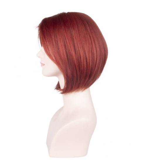 Koyu Bakır Kısa-Küt Düz Tül Peruk
