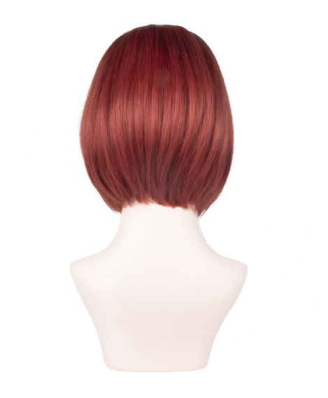 Koyu Bakır Kısa-Küt Düz Tül Peruk