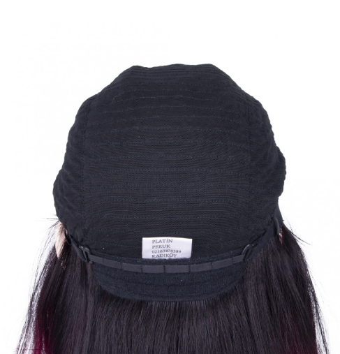 Dark Cherry Red Ombre Medium Wavy Tulle Wig