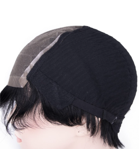 Blue Black Very Short Straight Tulle Wig