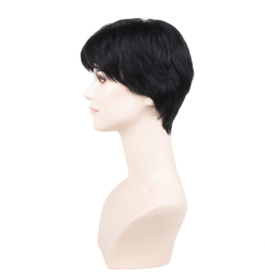 Black Very Short Straight Tulle Wig