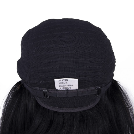 Siyah Kısa-Küt Düz Tül Peruk