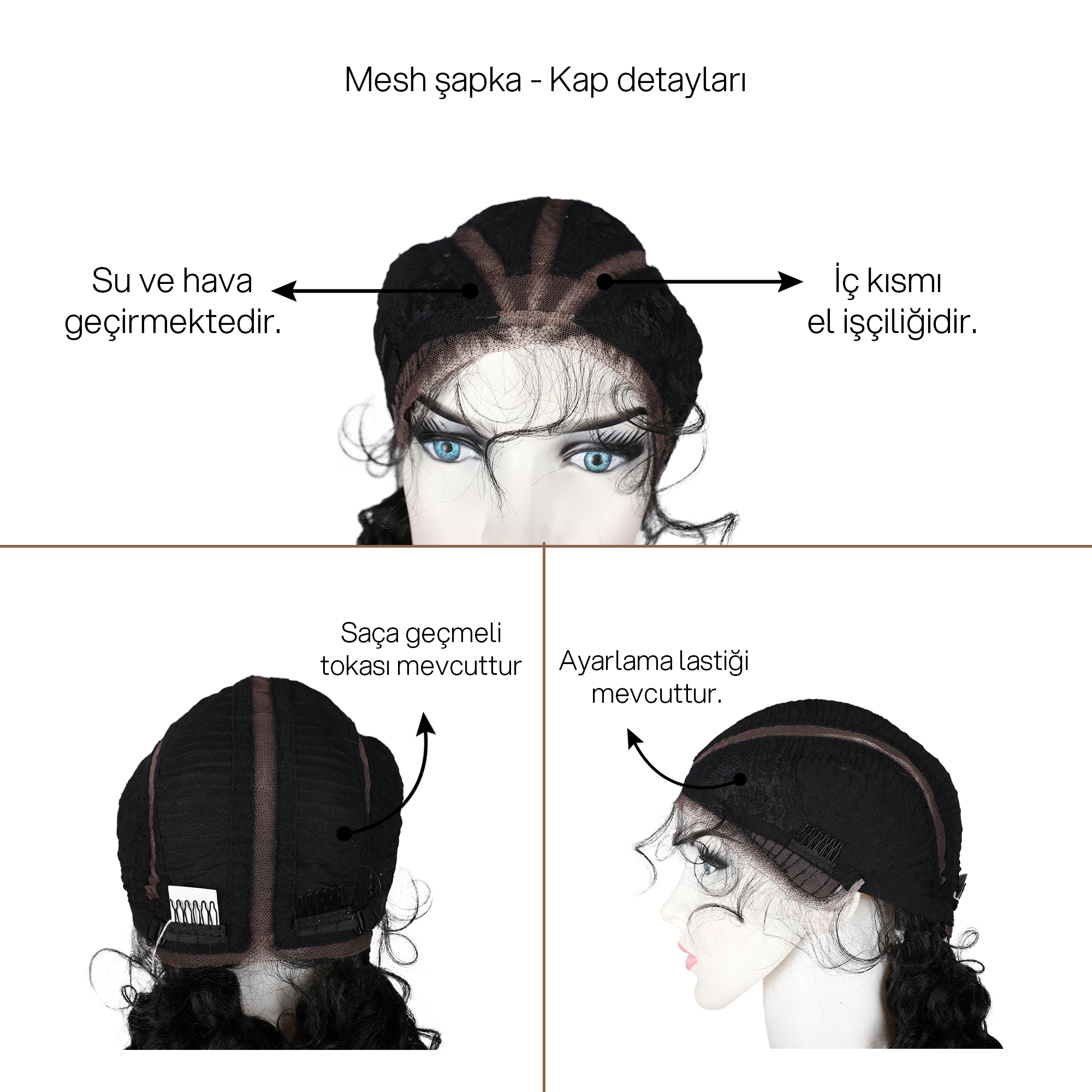 SİYAH RENK UZUN FİBER SENTETİK ÖRGÜLÜ PERUK