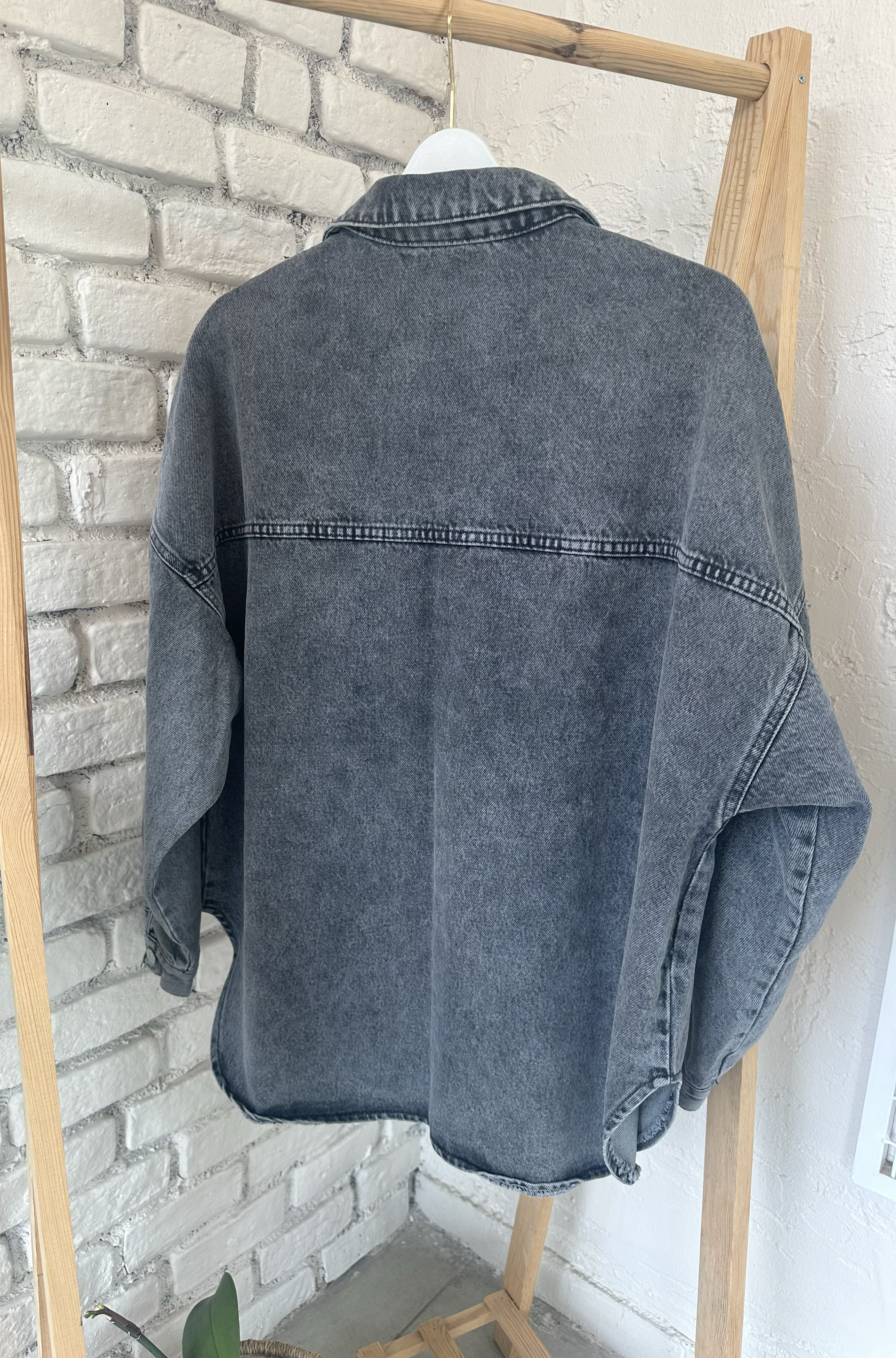  Antrasit Renk Oversize Kot Gömlek/Ceket