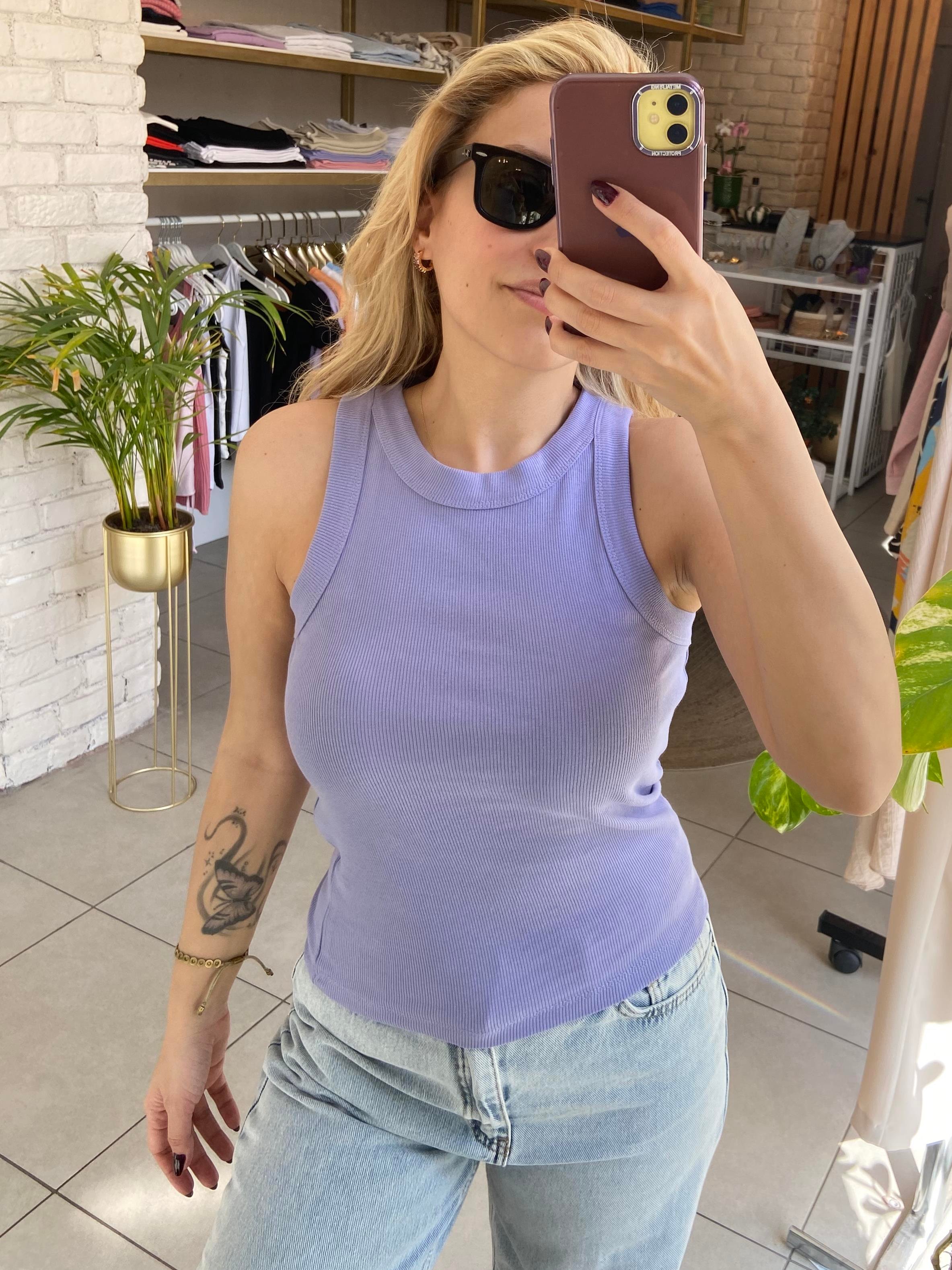 Lila Halter Yaka Fitilli Atlet
