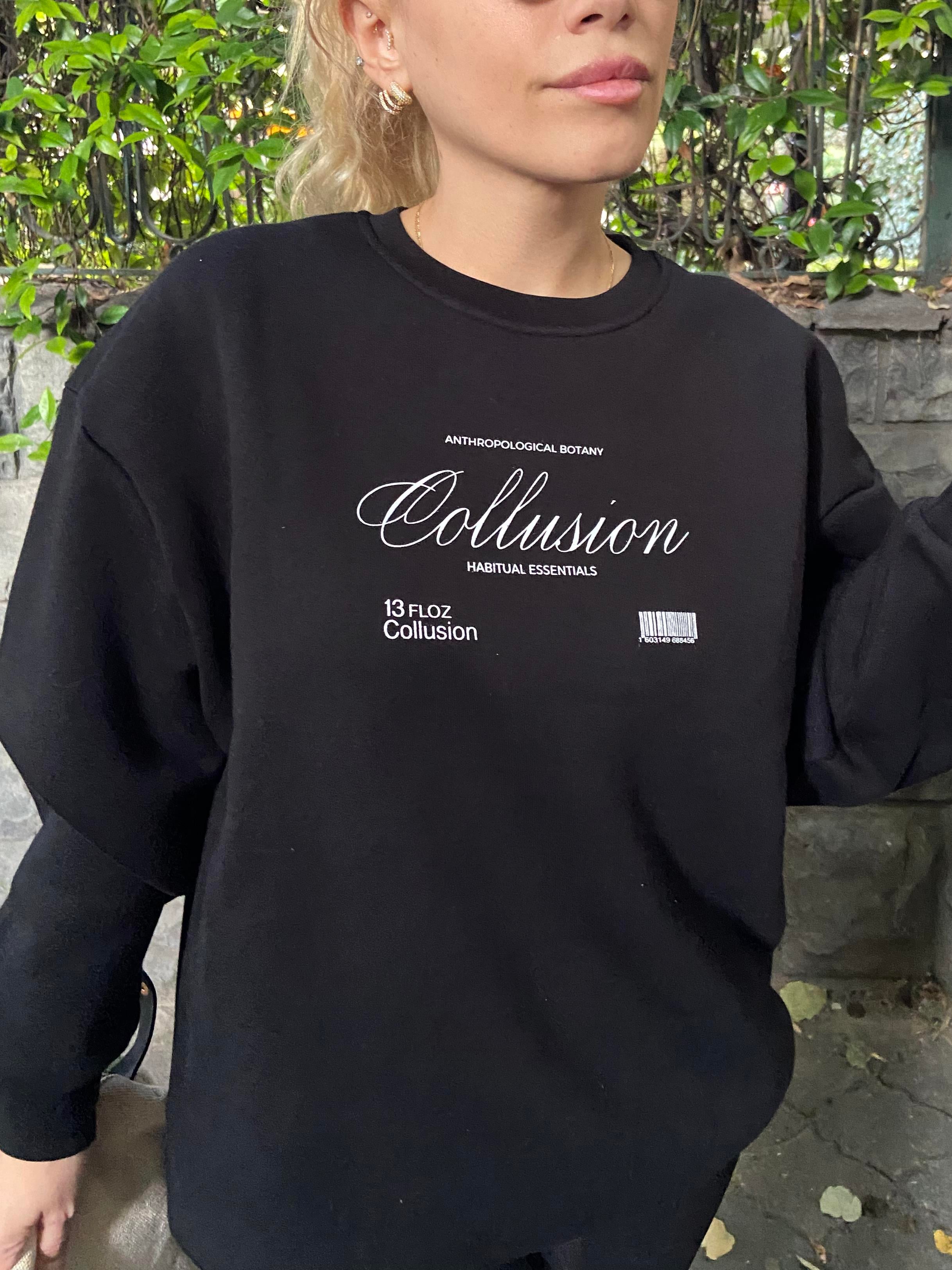 Siyah Basklı Sweatshirt