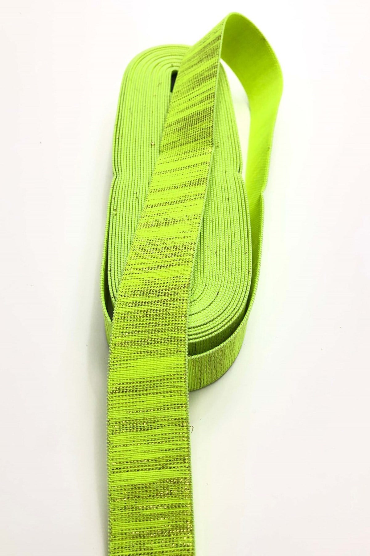 Açık Yeşil Simli Lastik 3 cm 1 mt