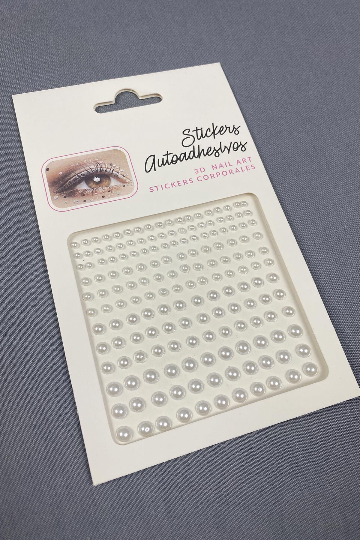 Beyaz Incili Sticker Saç Vücut Göz Ve Yüz Taşı