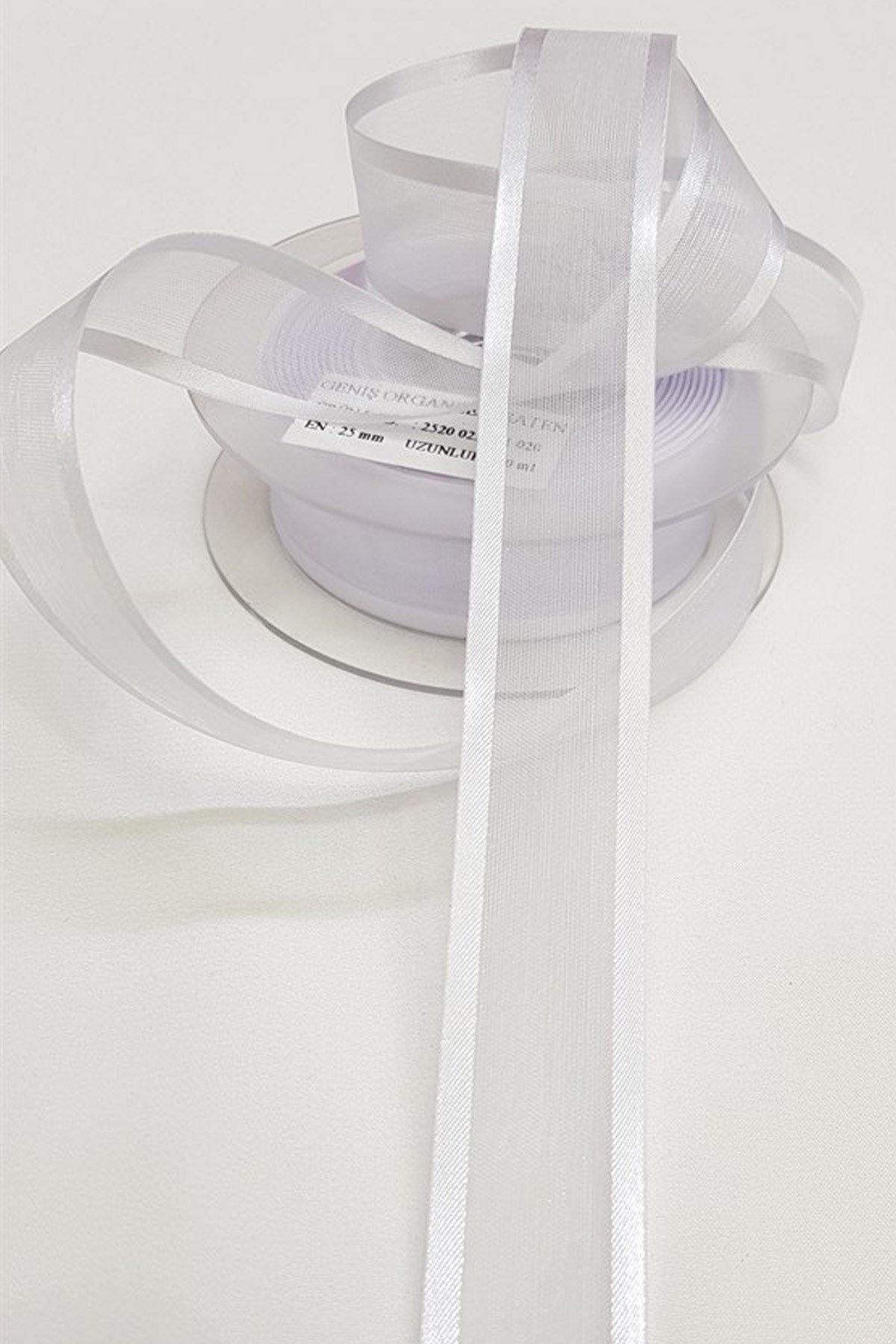 Beyaz Organze Saten Kurdele 2,5Cm