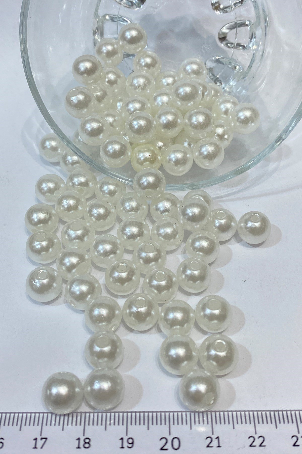 Beyaz Plastik inci Boncuk 14 mm 50 gr