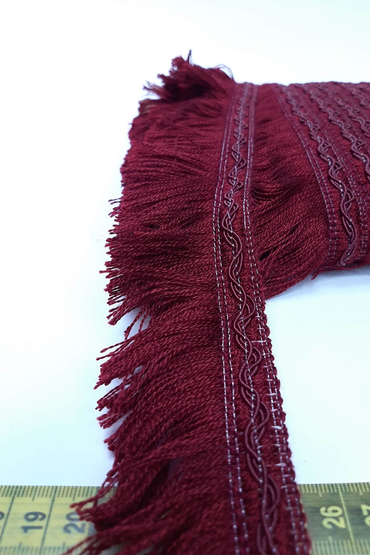 Bordo İp Püskül Saçak Şerit 5 cm