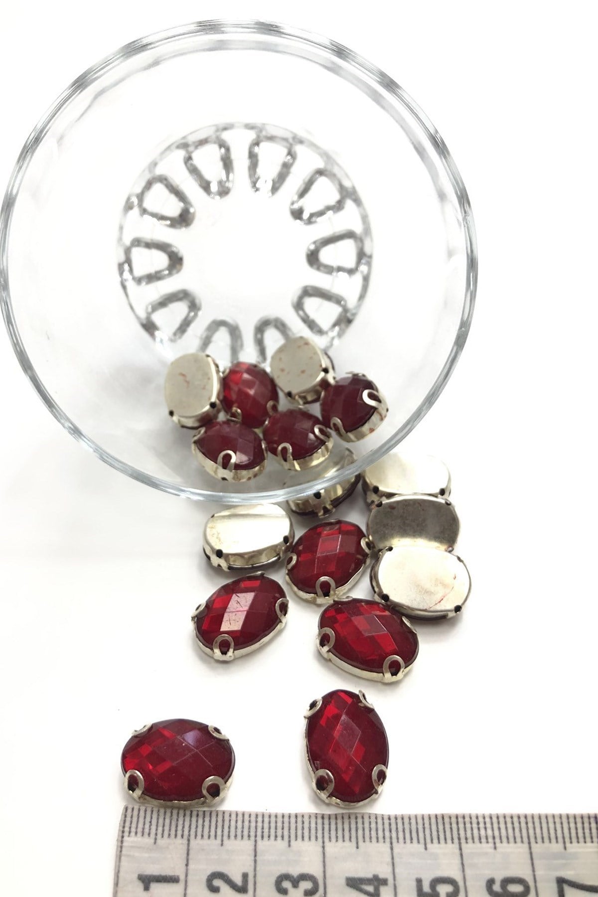 Bordo Oval Dikme Taş 10 adet