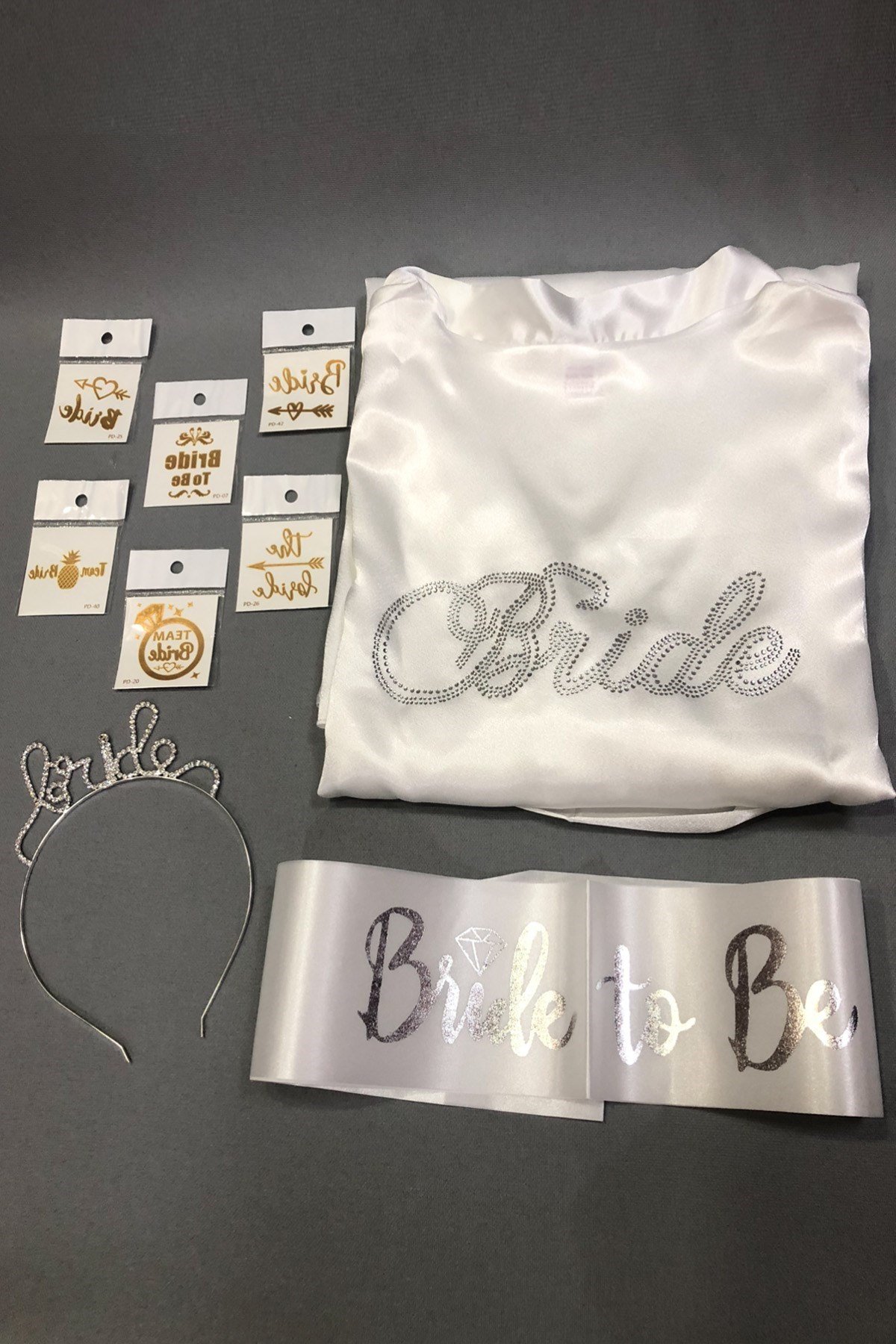 Bride Sabahlık Taç Kuşak ve Dövme Seti