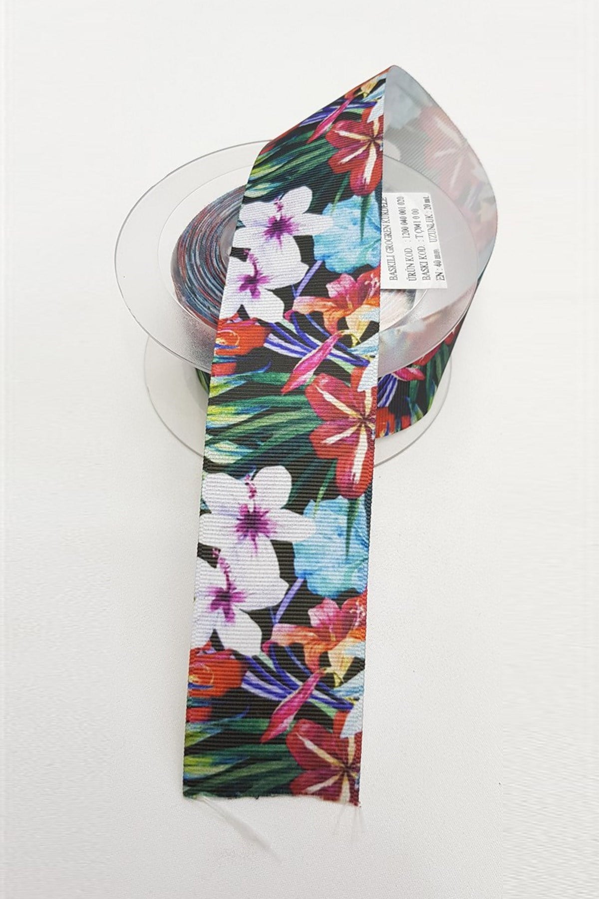 Çiçek Baskılı Grogren Kurdele 4 cm