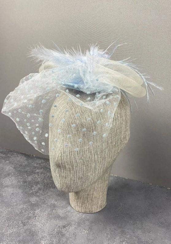 Gelin Aksesuar Bebe Mavi Puantiyeli Vualet Parti Ve Nikah Şapkası