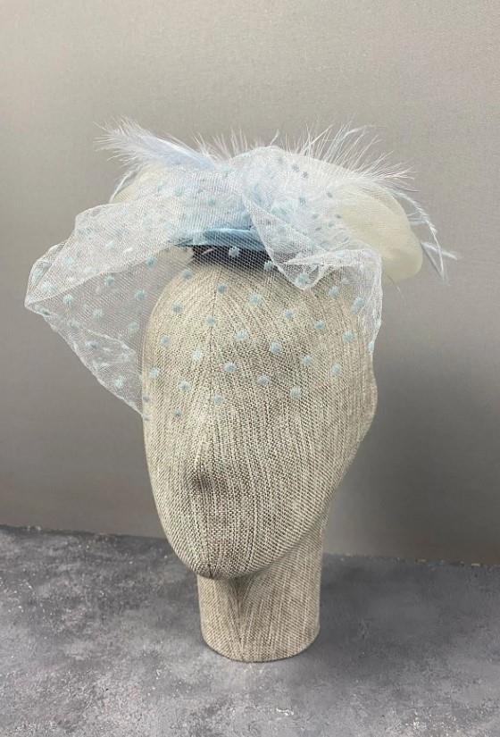 Gelin Aksesuar Bebe Mavi Puantiyeli Vualet Parti Ve Nikah Şapkası