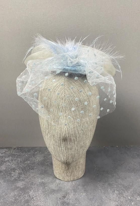 Gelin Aksesuar Bebe Mavi Puantiyeli Vualet Parti Ve Nikah Şapkası