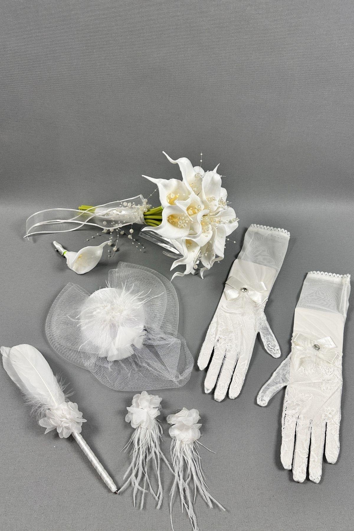 Gelin Buket Çiçeği Ve Nikah Aksesuarı Seti