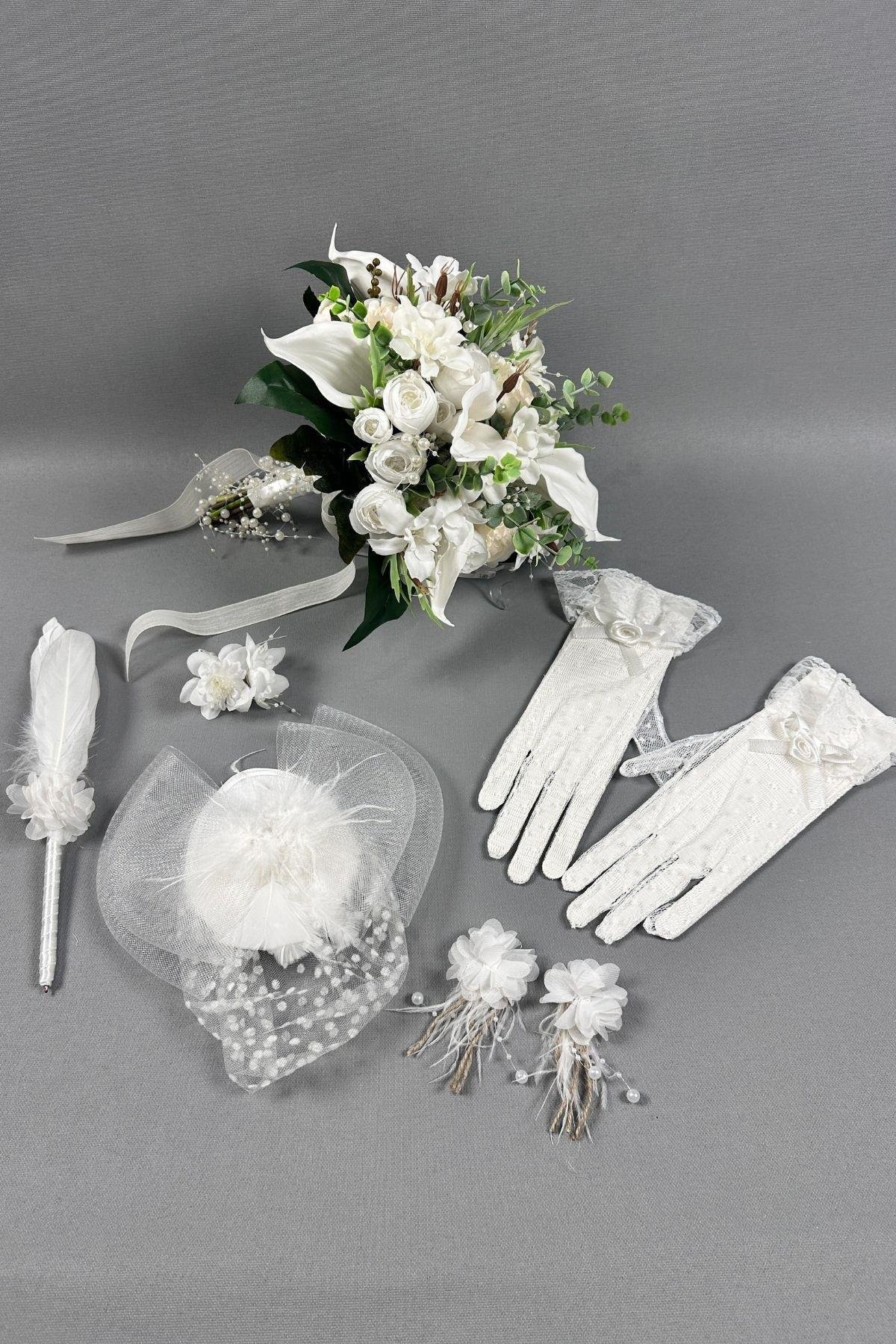 Gelin Çiçeği,Nikah Şapkası,Tüylü Nikah Kalemi,