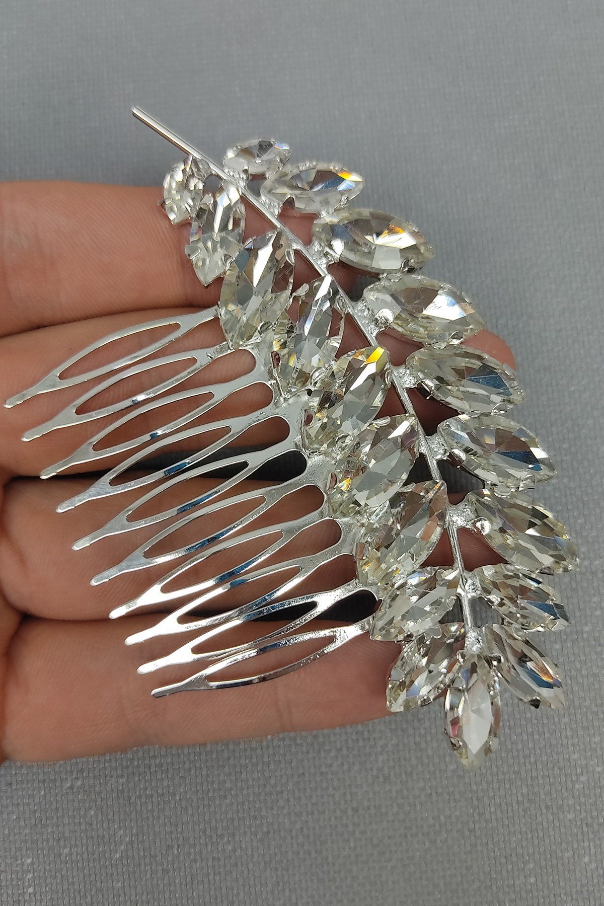 Gelin Saç Tokası Kristal Taşlı Taraklı 1 Adet