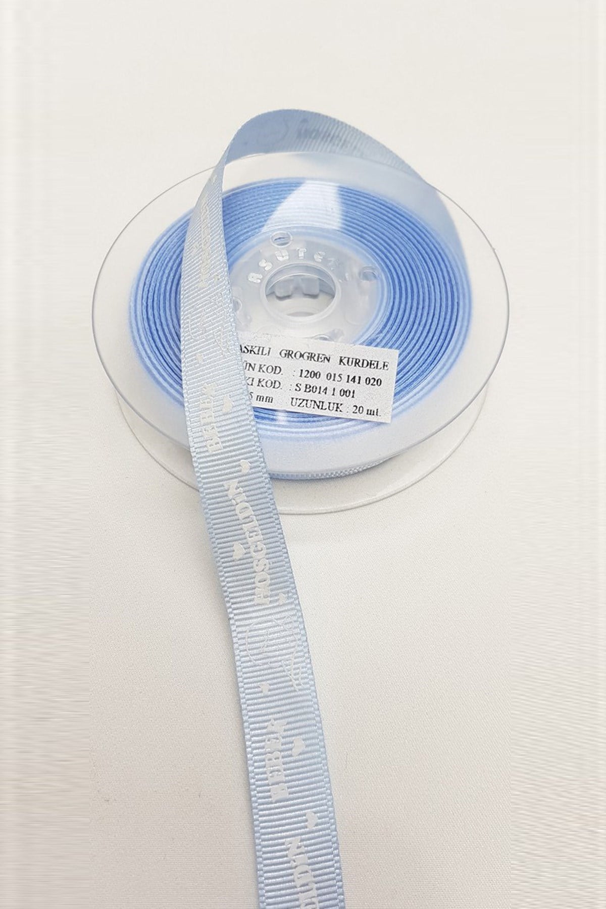 Gök Mavisi Grogren Kurdele Bebek Temalı 1,5 cm