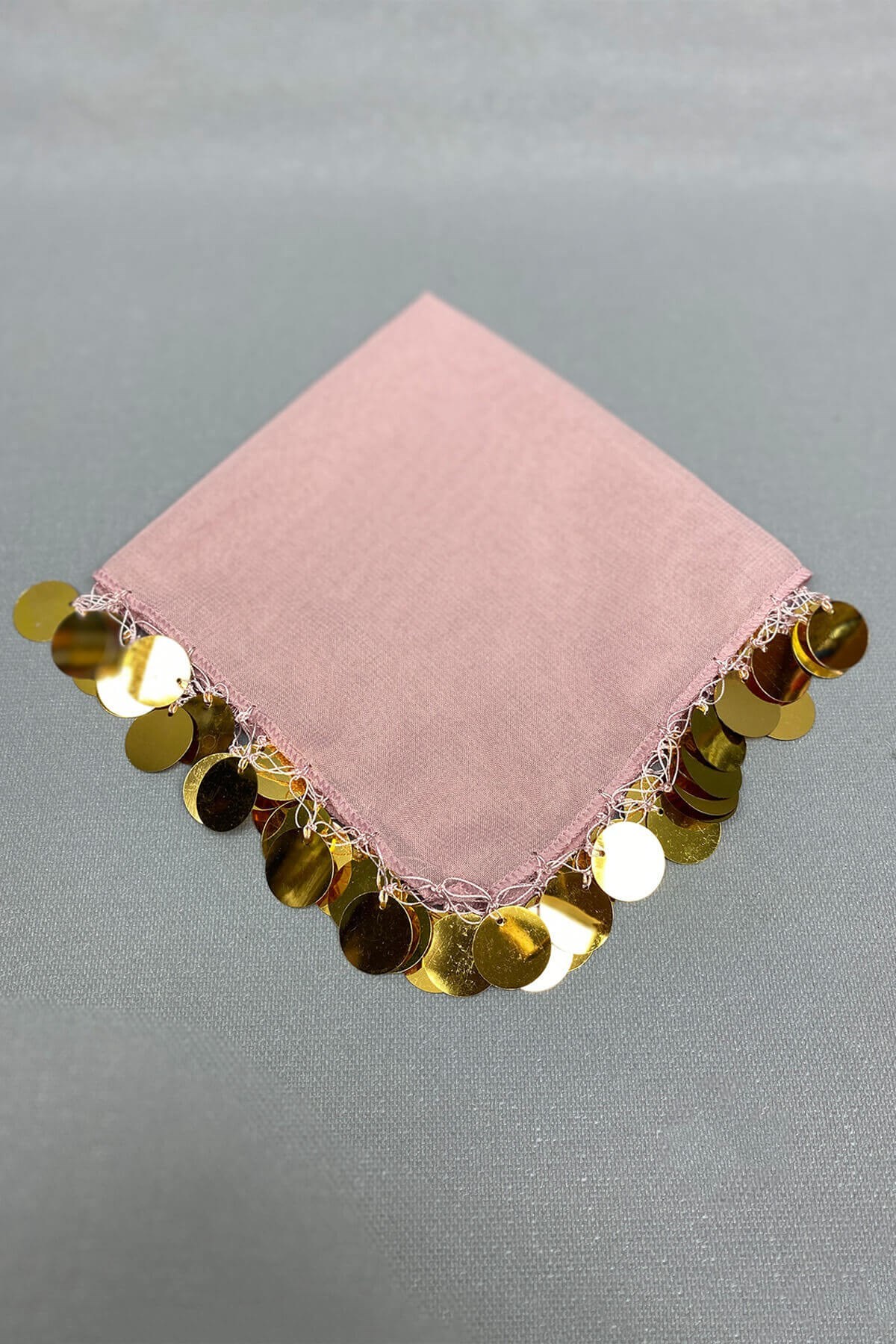Gold Pul İşlemeli Lüx Halay Mendili 1 Adet Pudra