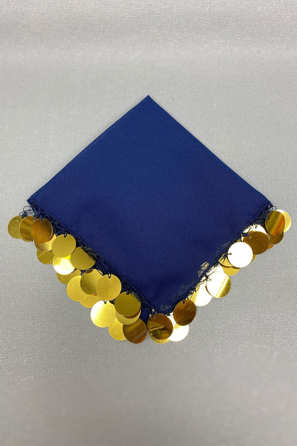 Gold Pul İşlemeli Lüx Halay Mendili 5 Adet Lacivert