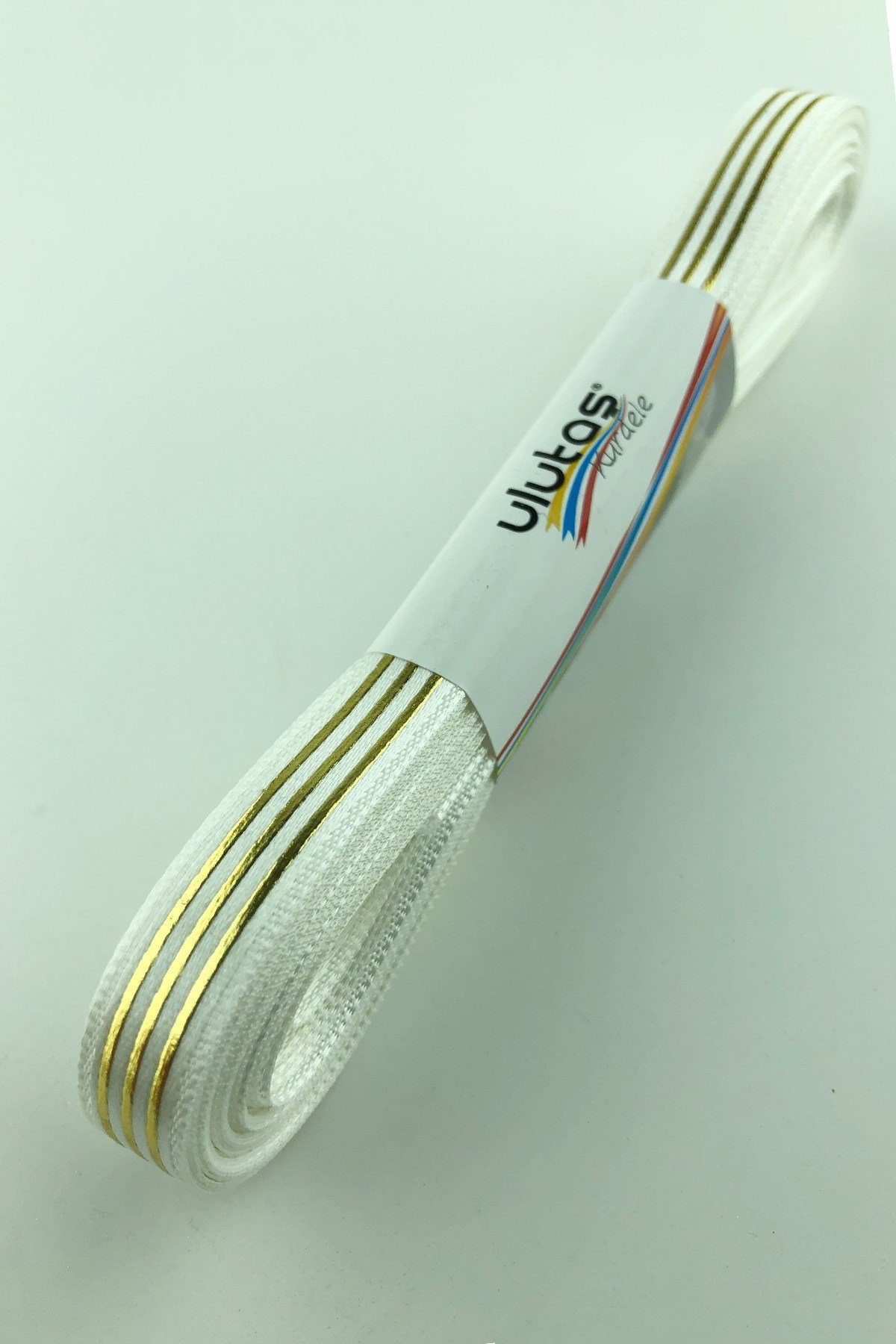 Gold Şerit Varak Baskılı Saten Kurdele 1 cm
