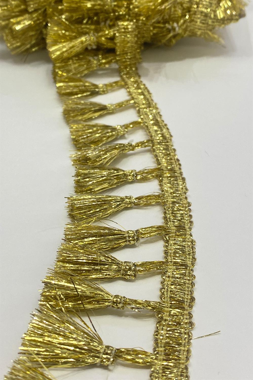 Gold Simli Saçak Püskül Şerit