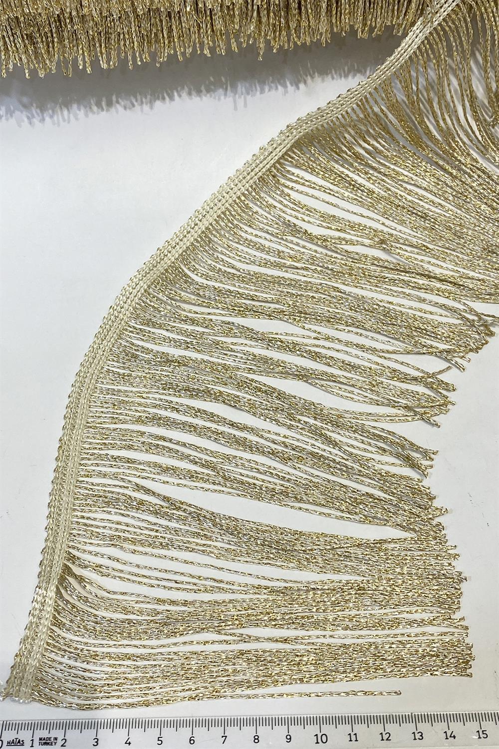 Gold Simli Saçak Şerit Püskül 15 cm